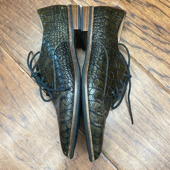 Ecco croc embossed leather pointed toe shoes - Picture 11 of 13